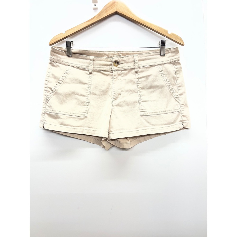 Arizona Jean Co Khaki Twill Shorts Womens 13 Tan Stretch Chino Patch Pocket